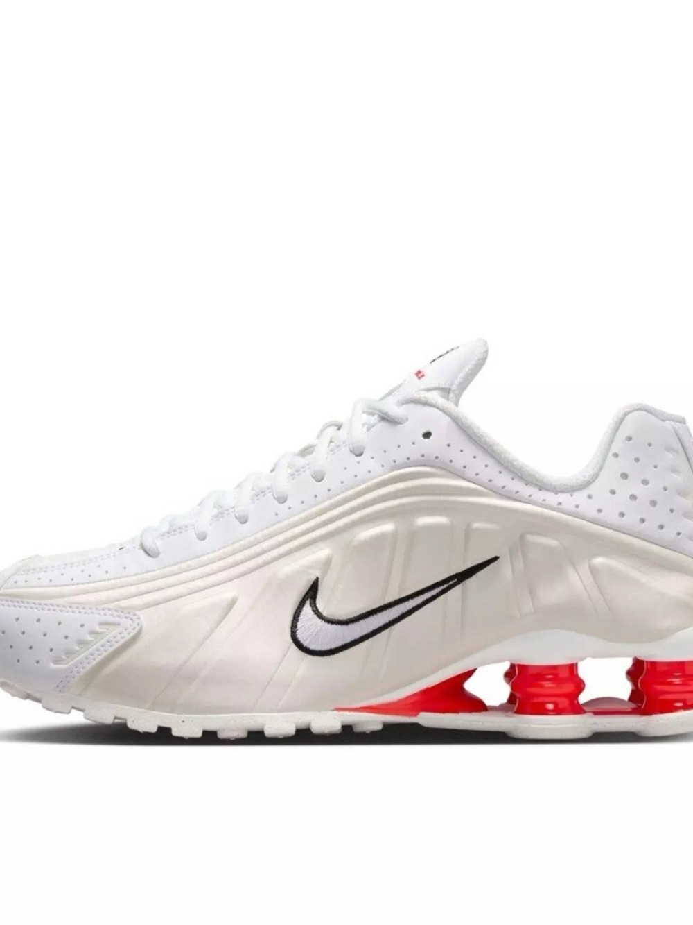 Nike womens shox R4 White Phantom Picante Red Sneaker Size 6 or 4.5 Youth BNIB - Picture 2 of 7